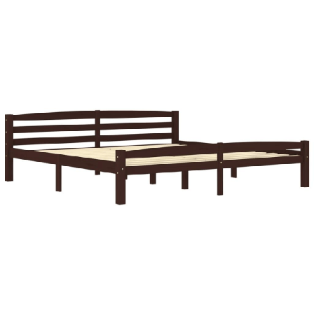 Vidaxl Sängram Mörkbrun Massiv Furu 180x200 Cm Brun