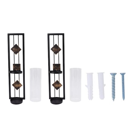 Vintage Väggmonterad Ljushållare Retro Lättvikts Järnglas Lampskärm Fyrkantig Design