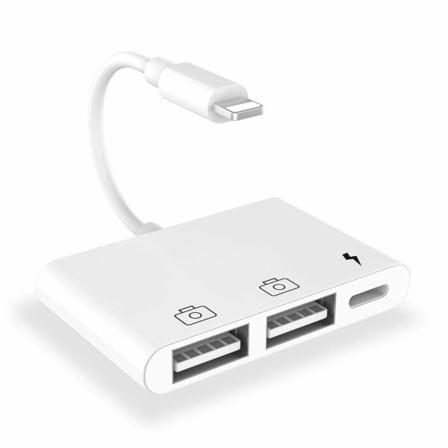 iPhone USB -kamerasovitin, kaapeli Lightning-latausporttisovittimella, USB-sovitin iPhonelle, yhteensopiva iPhone 14/13/12/11/X/XS/XR/8/7/Padin kanssa