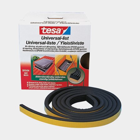 Selbstklebende Gummileiste Tesa Universalleiste, 10 mm x 5 Meter, 5 mm dick, schwarz - Boot