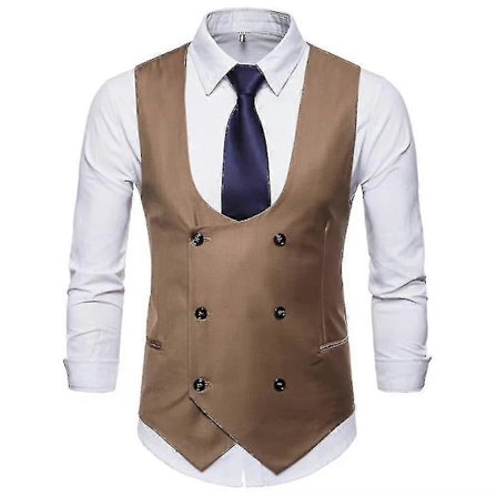 Joulu Miesten Yksivärinen U-kaula-aukkoinen Kaksirivinen Pukuliivi Slim Fit Juhlava Liivi