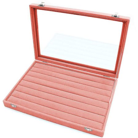 Ringe Opbevaringsboks - Smykkeboks Til Ringe Med Glaslåg I Ringe Displaykasse