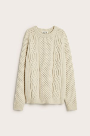 Kappahl | Sweter z dzianiny w warkocze Jasnobeżowy 2XL | Jasnobeżowy