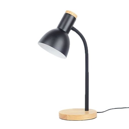 Stabil LED-bordlampe med massiv træbase og fleksibel slange KLB