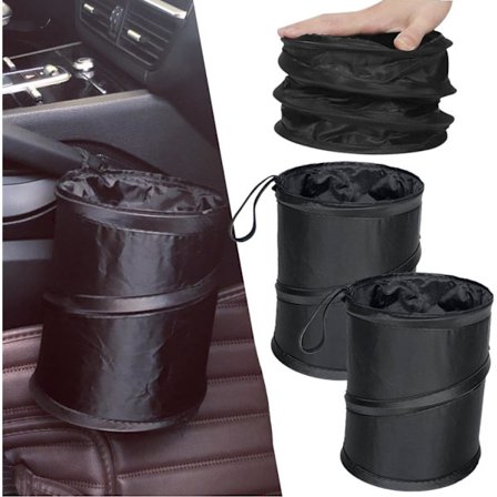 BAOSROY Foldbar Skraldespand til Bil 2-pak - Lille Vandtæt Indvendig Skraldespand, Bærbar Bil Skraldespand, Sort