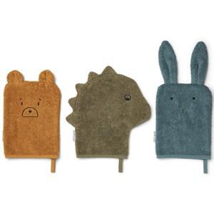 Liewood 3-Pack Whale Blue Sylvester Wash Cloths One Size - Toiletries - One size - Blue