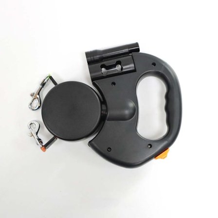 Kaksinkertainen koiran talutin: Sisäänvedettävä kahden koiran talutin sotkeutumattomalla muotoilulla Black