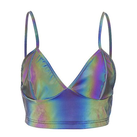 Reflekterande Crop Top Bustier Rave Tank Tube Top Blus T-shirt
