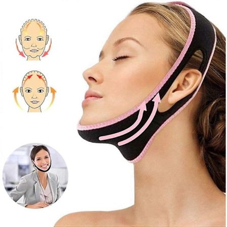 Ansiktsbantningsrem, Rosarden Ansiktslyft Bantningsbälte Ansiktskind V Linje Lyftande Hakrem Dubbelhakreducerare Hängande Hud (rosa)