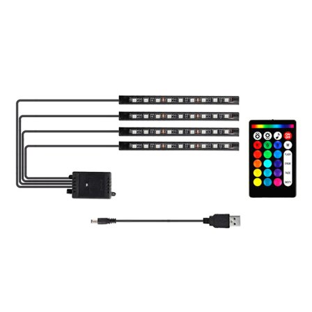 Universal LED Indvendig Bil Lys Strip Fjernbetjening 36 Perler Dekorativ Bil Gulvbelysning USB 5V