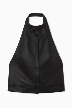 COS Women's Leather Halterneck Racer Top in Black