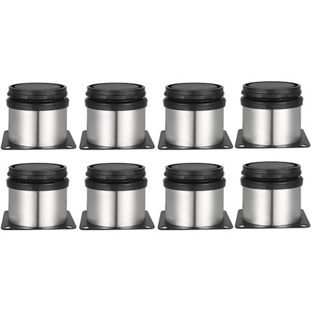 8 justerbara möbelben, runda metallben i rostfritt stål, skåpsben, bordsben, justerbar höjd för soffa, bord, garderob