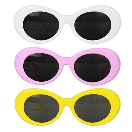 3-pakning Vintage Clout Goggles Briller Ovale Dristige Mod Tykke Innfatning Solbriller