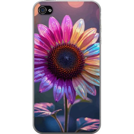 Kompatibelt Mobildeksel til Apple iPhone 4s Irideserende blomst med glitrende kronblad i rosa lilla og gull mot myk bokeh bakgrunn