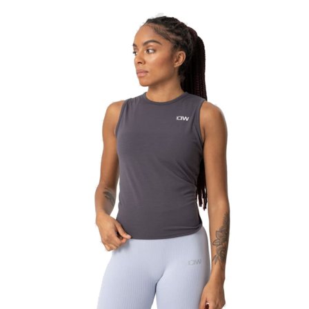 ICANIWILL Women's Empowering Open Back Tank Women Short sleeved fitness sweater Grey XL