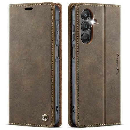 (För Samsung Galaxy S25 Plus) Tunn plånboksfodral för mobil med RFID-skydd och ställning