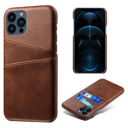 Nahkakuori korttipaikoilla iPhone 13 Pro Max Ruskea