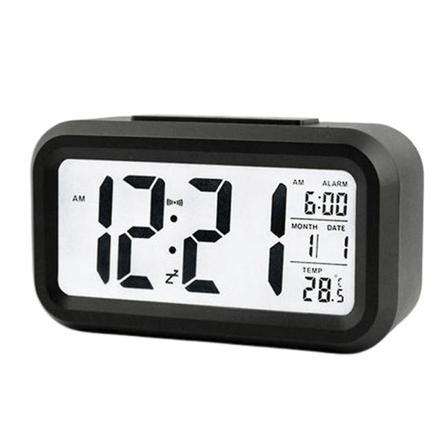 Ladeskjerm Stille Snooze Smart Lysende Elektronisk Vekkerklokke, Laget Av Plast black