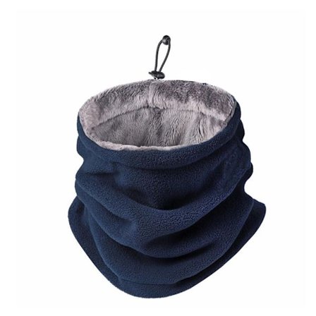 2-i-1 halstørklæde og hue til løb, cykling og udendørs brug med pels indeni Blu