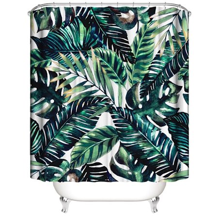 180 x 180 cm antimold og vandafvisende med 12 ringe 3d digitaltryk, farverig grøn plante