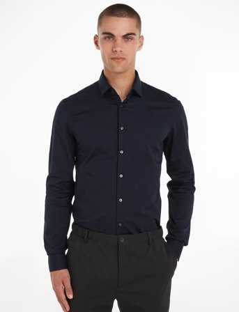Calvin Klein Poplin Stretch Slim Shirt - Navy - 39