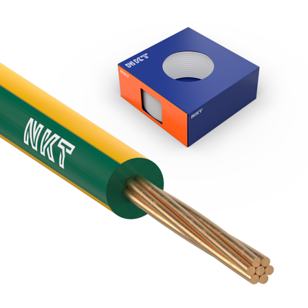 NKT FQ XTRA Installasjonskabel 450/750 V, 2,5 mm², 100 m ring Grønngul, Stikkontakter & kabler