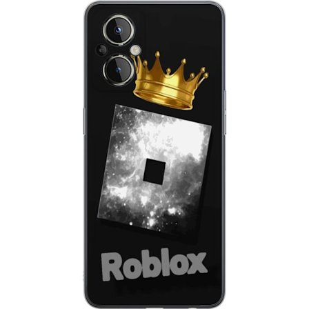 Kompatibelt Mobildeksel til OnePlus OnePlus Nord N20 5G Minimalistisk svart og sølvfarget Roblox-symbol med gylden krone og luksuriøs gamer-estetikk