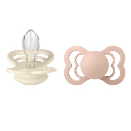 BIBS Pacifier Supreme 2 Pack Silicone Ivory/Blush Size 2, Børn & Forældre, Sutter, Silikonesutter