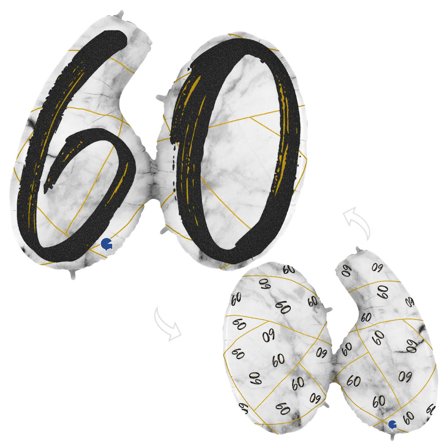 Marble 60 Holografisk Talballon Sort