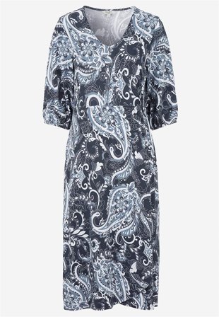 Cellbes of Sweden - Jersey-kjole med overlappdetalj i blå / paisley for damer i størrelse 50/52