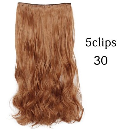 Syntetisk 22 32 tum 5 Clips Hårförlängning Värmebeständig falska hårstycken Långa vågiga frisyrer Clip In Hair Extensions