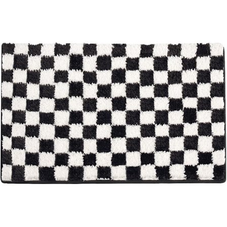 Badrumsmattor Halkfri Badrumsmatta Svart Vit Mjuk Fluffig Mikrofiber Badrumsgolvmatta Vattenabsorberande Tvättbara Badkarsduschmattor 40x60cm