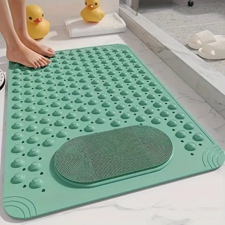 Halkmatta Badrumsmatta med Massageknoppar PVC Säkerhetsmatta Dusch & Badkar Blå Prickig_TF_TF