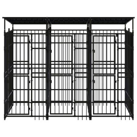 Vidaxl Hundgård För Utomhusbruk Ståltak 5,53 M² Svart