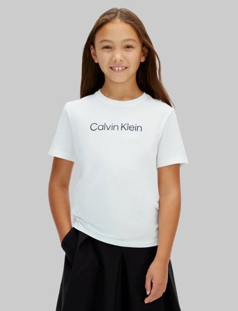 Calvin Klein Inst. Logo Ss T-Shirt - White - 128