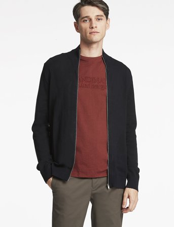 Lindbergh Ecovero L/S Zip Cardigan - Blue - L