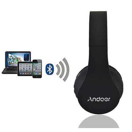 Andoer Stereo Langattomat Bluetooth -kuulokkeet tukevat Tf-korttia, jossa on musta mikrofoni