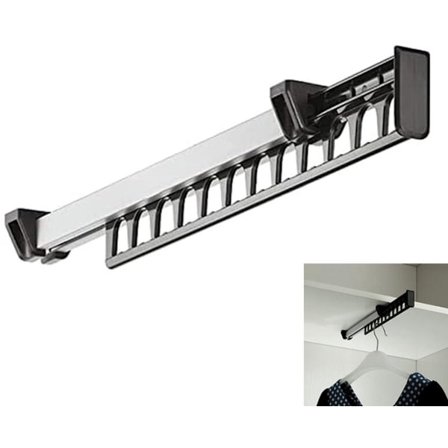 Utdragbar Klädstång - Justerbar Teleskopisk Hängare Metall Garderobstång 315*42*50 mm Svart_yu