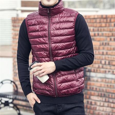 FGKKS Mode Mærke Mænd Ned Vestejakker Ny Vinter Casual Ærmeløs Let Ned And Vestejakker Mand Wine Red Asian Size XL