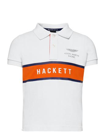 Amr Chest Panel B T-shirts Polo Shirts Short-sleeved Polo Shirts Hvid Hackett London
