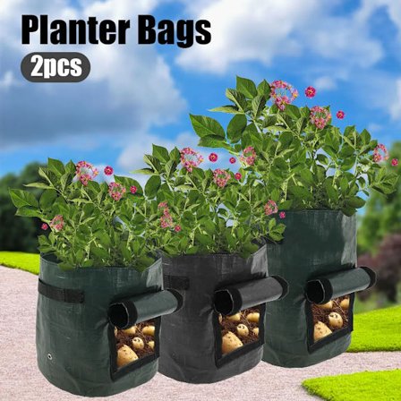 2Pack Garden Grow Bags Breathable Plant Bags with Flap and Handles Durable Outdoor Bag for Vegetable Potato Strawberry Greenhous