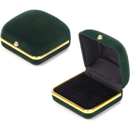 Velvet Ringæske Smykke Gaveæsker Til Thanksgiving, fødselsdag, Bryllup Jule Smykkeudstillinger, (mørkegrøn)