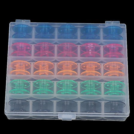 25 stk./sæt Spoler til Symaskine i Æske Farverige Plastik Metal og Opbevaringsboks Syudstyr Værktøjer Tilbehør