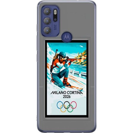 Kompatibelt Mobildeksel til Motorola Moto G60S Retroplakat Cortina Milano 2026 med fjell, vintersportsutøvere, italienske trikolor, Milano-katedralen