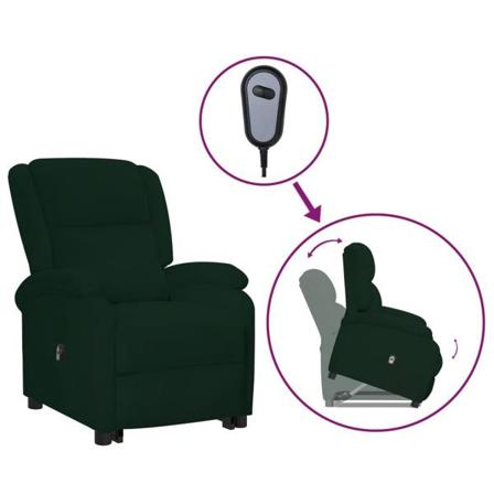 Vidaxl Reclinerfåtölj Med Uppresningshjälp Mörkgrön Sammet Grön