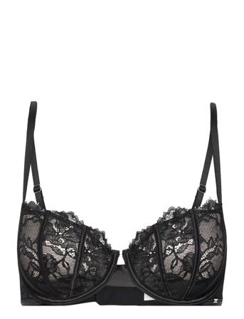 Bra Amie Wire Lace Satin Lingerie Bras & Tops Balc Tte Bras Musta Lindex