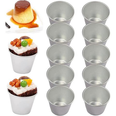 10 stk. buddingforme, 10 stk. aluminium muffin forme Dariole forme non-stick mini bageforme bassiner æggetærte cupcake forme