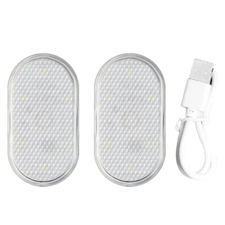 2 st Bil Interiör LED Sensor Lampa USB Uppladdningsbar Touch Switch Lampa Auto Trådlös Ambient Lampa Nattläsningslampa Bil Interiör Lampa