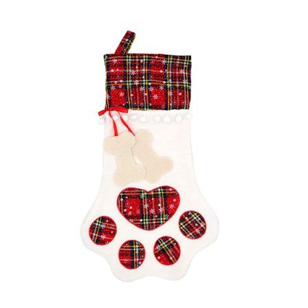 Pet Dog Julstrumpa hängande med stor tass för juldekorationer
