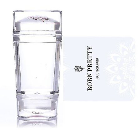 Dobbeltsidet klar neglekunst skabeloner silikone stempelplade skraber hætte